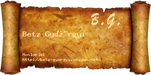 Betz Györgyi névjegykártya